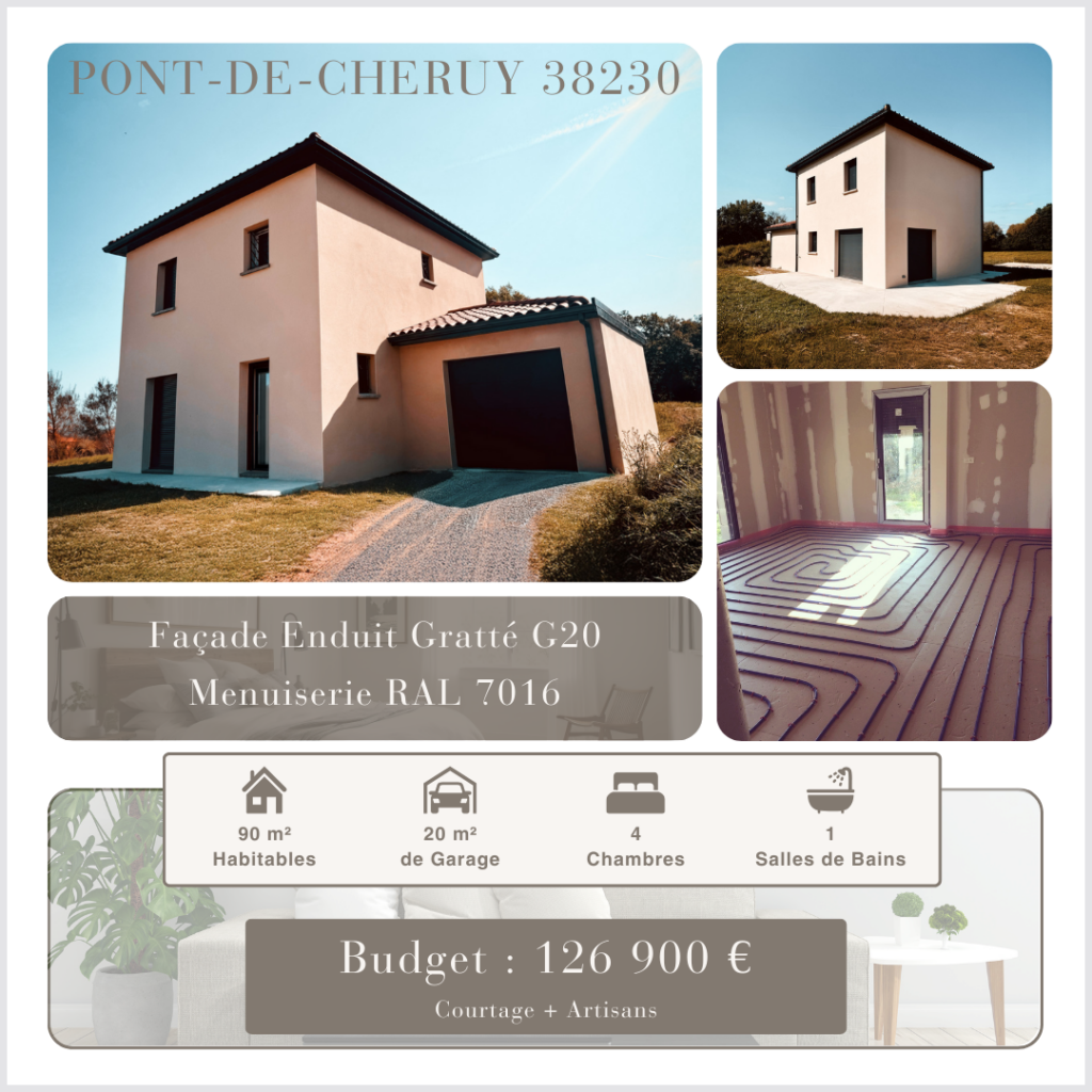 Maison à étage moderne à Pont-de-Chéruy (38230), projet de maison individuelle low cost par CIMCO, courtier en construction