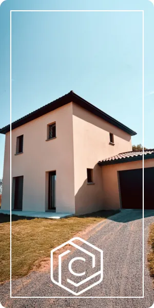 Construction de maison individuelle à étage dans la Loire (42), design moderne, normes RE 2020 et au prix bas.